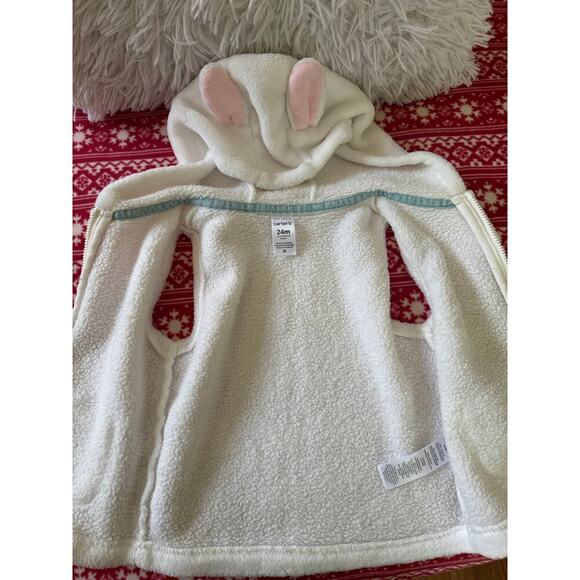 Carter’s 24mon white Bunny Sherpa vest with pink ears. - Picture 11 of 13
